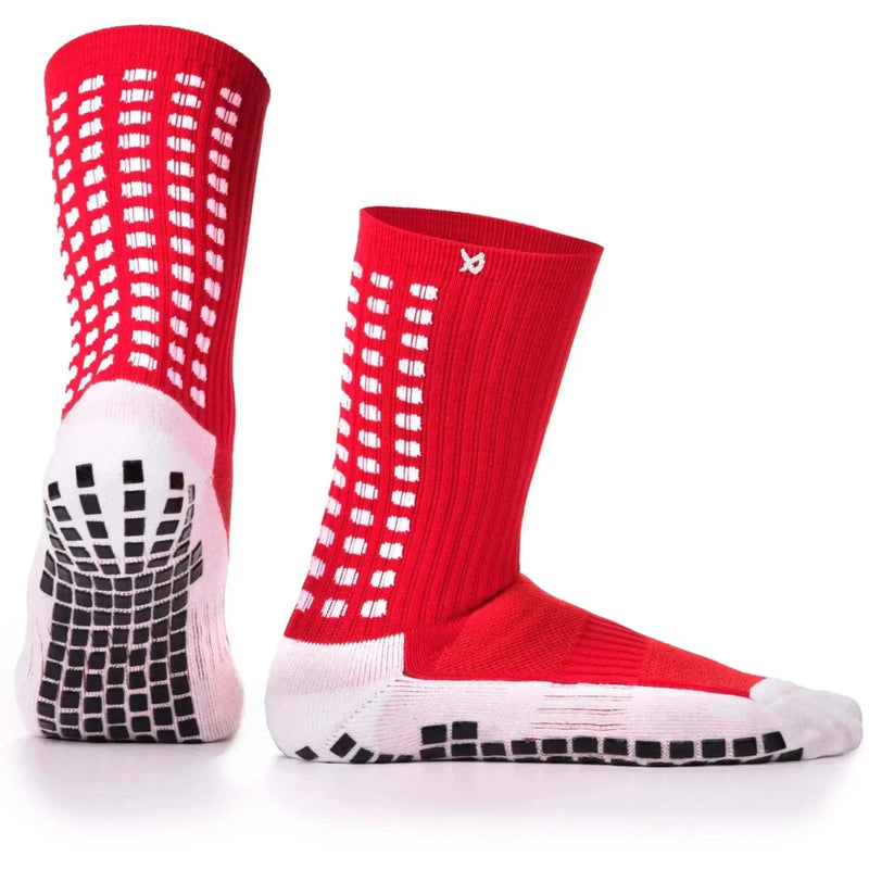 Grip Socks Football - Anti Slip Football Socks Calf - LUX - Red