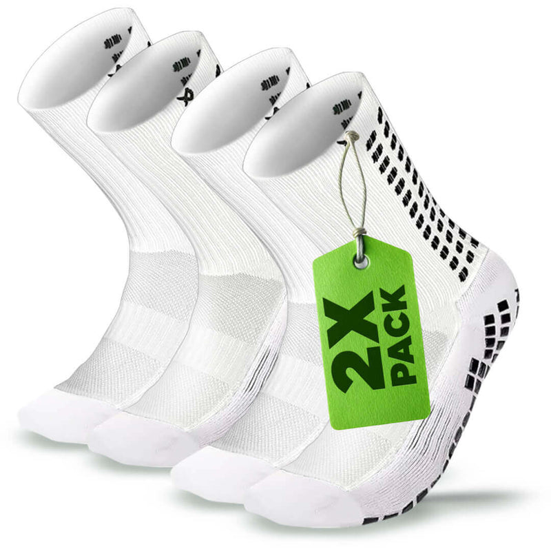 LUX White Grip Socks - 2 Pairs - Multipack - Small