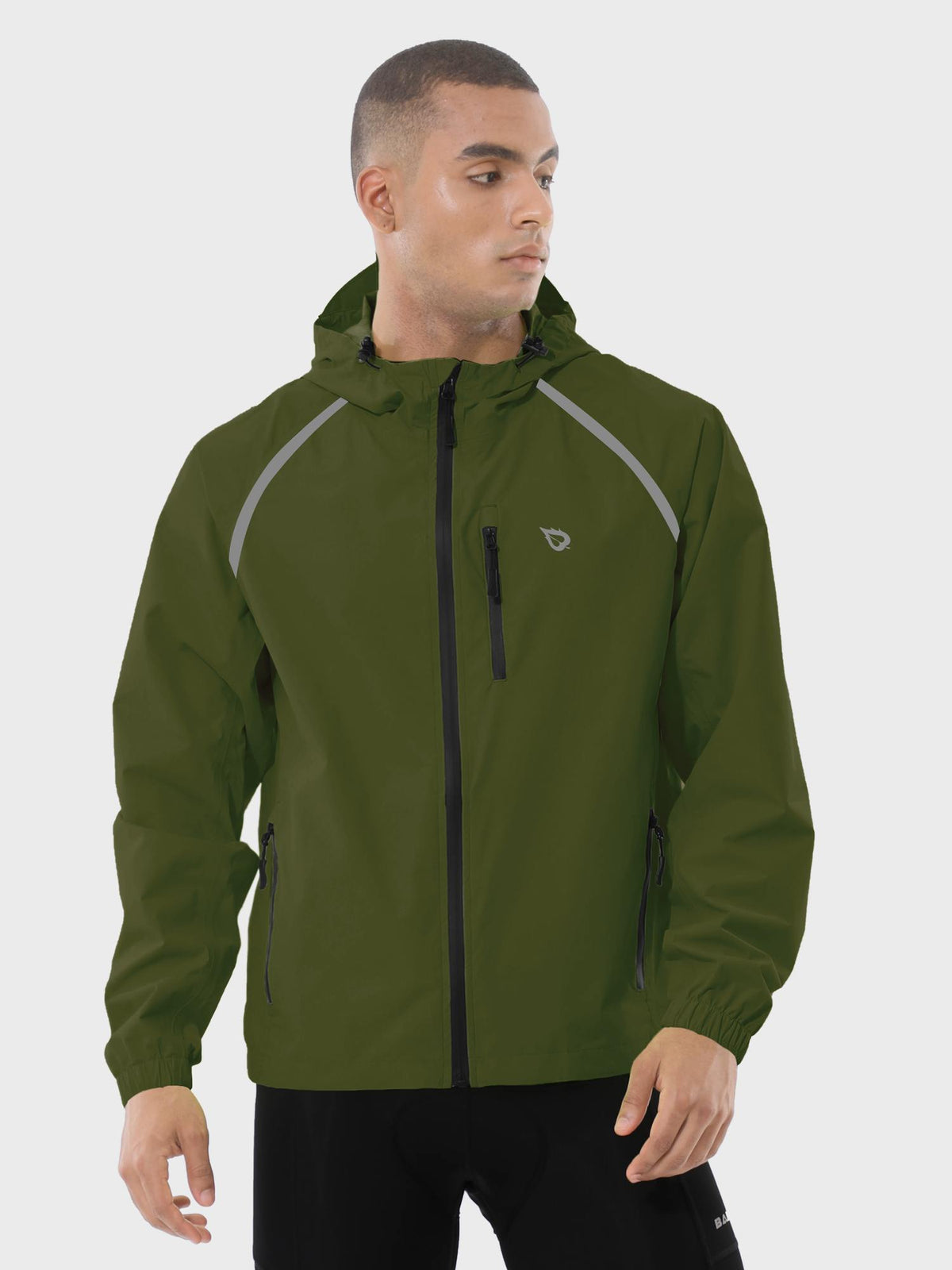 Men's UPF 50+ Waterproof Cycling Rain Jacket - Army Green / XL