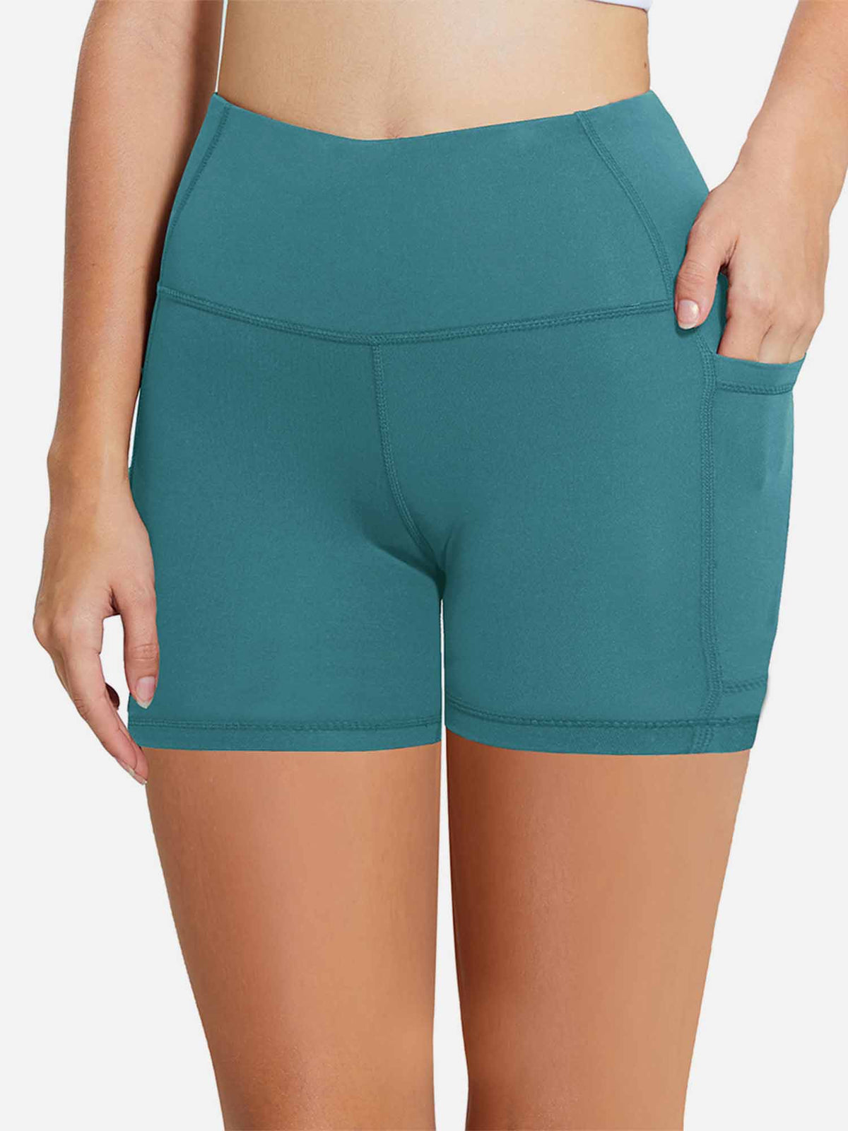 Women's 5" High-Waisted Compression Biker Shorts - Green / M