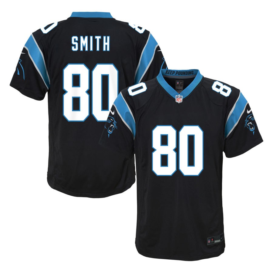 Ainias Smith Youth Nike  Black Carolina Panthers Custom Game Jersey