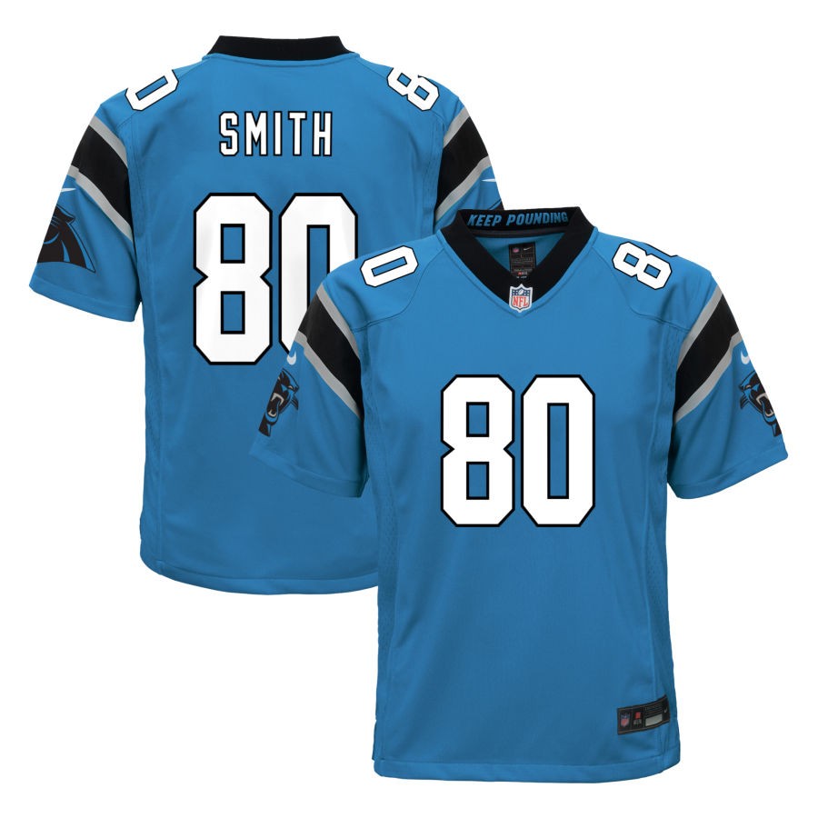 Ainias Smith Youth Nike  Blue Carolina Panthers Alternate Custom Game Jersey