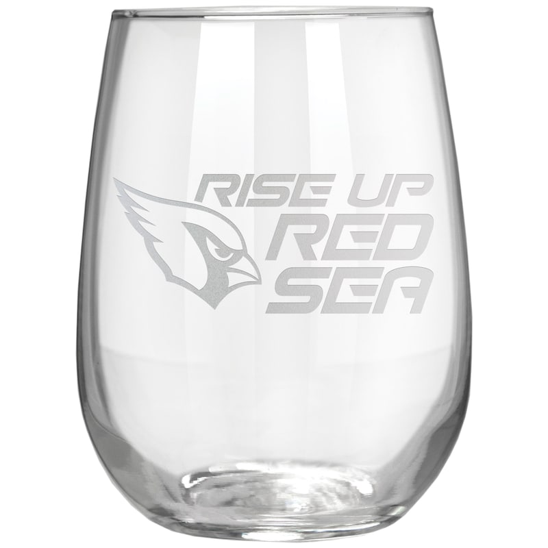 Arizona Cardinals Etched 17oz. Rally Cry Stemless Wine Glass