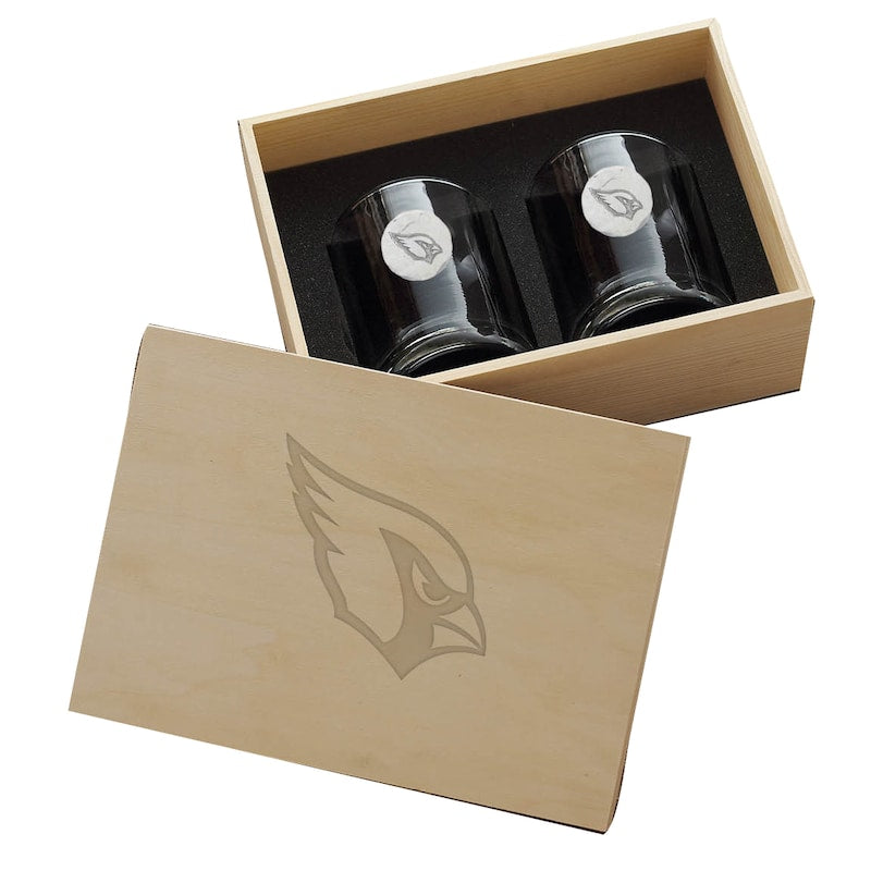 Arizona Cardinals Two-Piece Rocks Glass Set with Collector's Box