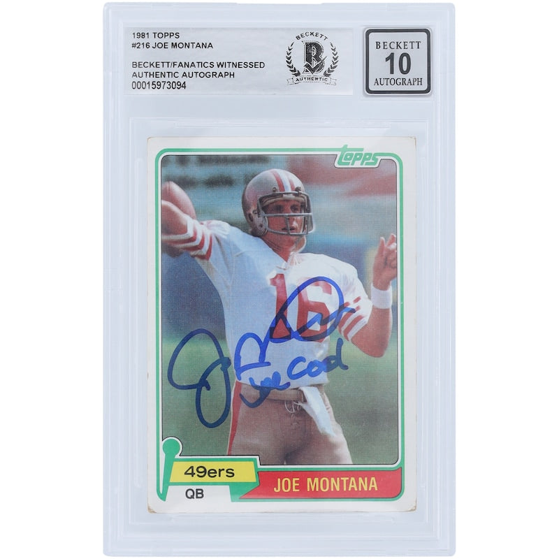 Joe Montana San Francisco 49ers Autographed 1980 Topps Series 1 #216 Beckett Fanatics Witnessed Authenticated 10 Rookie Card with "Joe Cool" Inscription