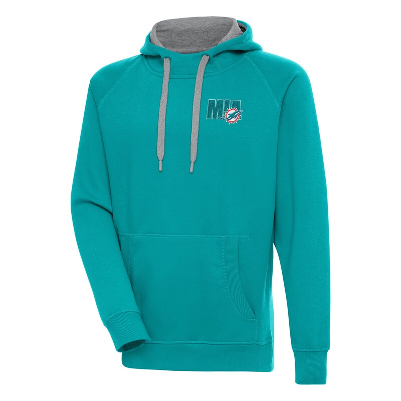 Men's Antigua  Aqua Miami Dolphins Victory Pullover Hoodie