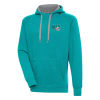 Men's Antigua  Aqua Miami Dolphins Victory Pullover Hoodie