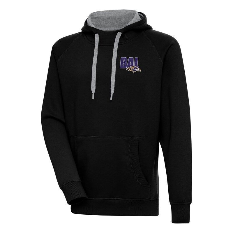 Men's Antigua  Black Baltimore Ravens Victory Pullover Hoodie