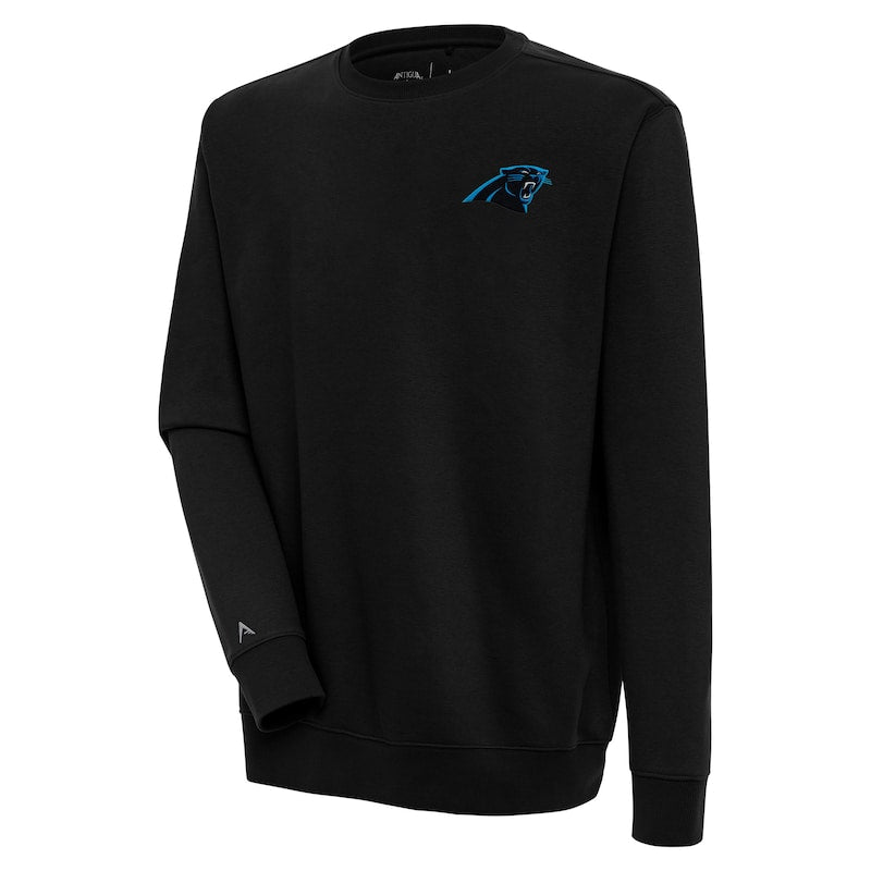 Men's Antigua  Black Carolina Panthers Victory Pullover Sweatshirt