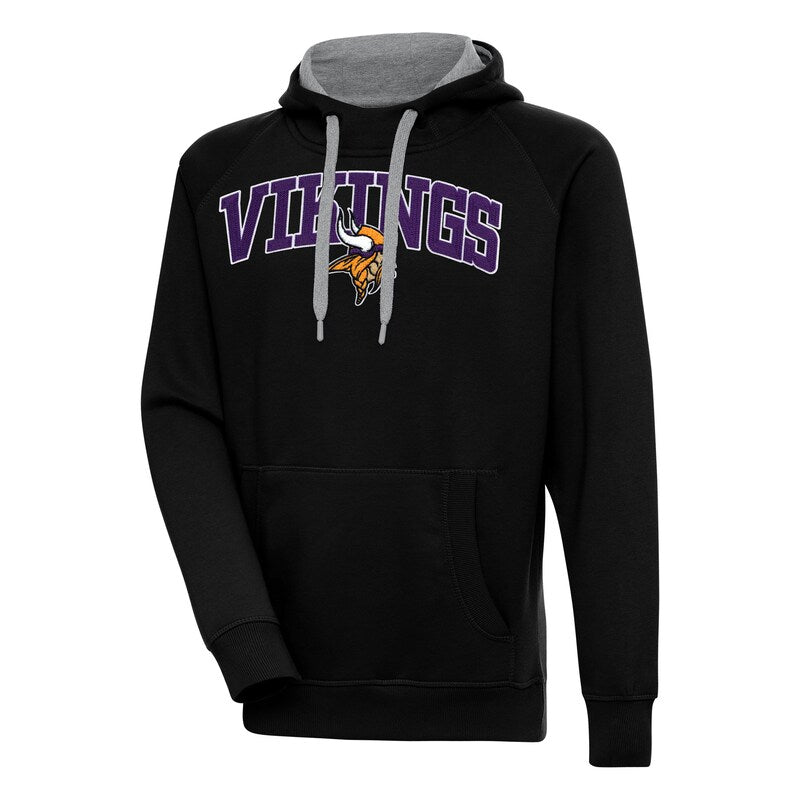 Men's Antigua  Black Minnesota Vikings Victory Pullover Hoodie