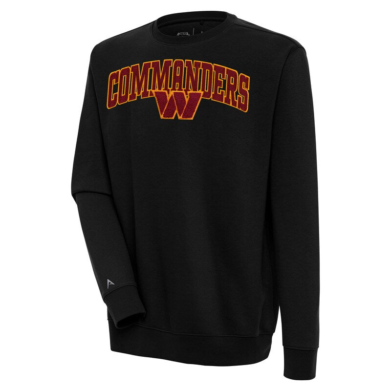Men's Antigua  Black Washington Commanders Victory Chenille Pullover Sweatshirt