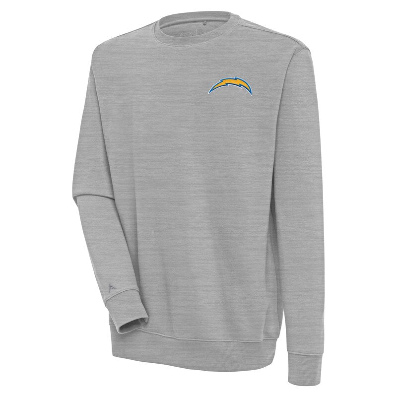 Men's Antigua  Heather Gray Los Angeles Chargers Victory Pullover Sweatshirt