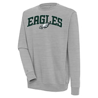 Men's Antigua  Heather Gray Philadelphia Eagles Victory Chenille Pullover Sweatshirt