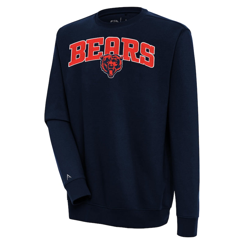 Men's Antigua  Navy Chicago Bears Victory Chenille Pullover Sweatshirt