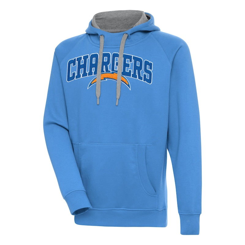 Men's Antigua  Powder Blue Los Angeles Chargers Victory Pullover Hoodie