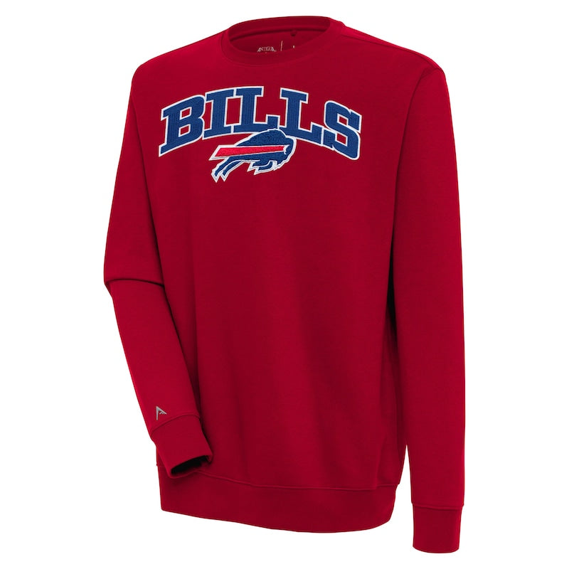 Men's Antigua  Red Buffalo Bills Victory Chenille Pullover Sweatshirt