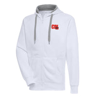 Men's Antigua  White Cincinnati Bengals Victory Full-Zip Hoodie