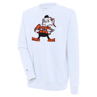 Men's Antigua  White Cleveland Browns Victory Pullover Sweatshirt