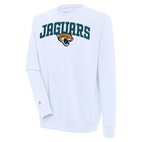 Men's Antigua  White Jacksonville Jaguars Victory Chenille Pullover Sweatshirt