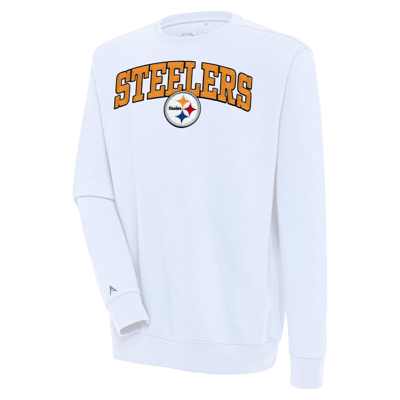 Men's Antigua  White Pittsburgh Steelers Victory Chenille Pullover Sweatshirt