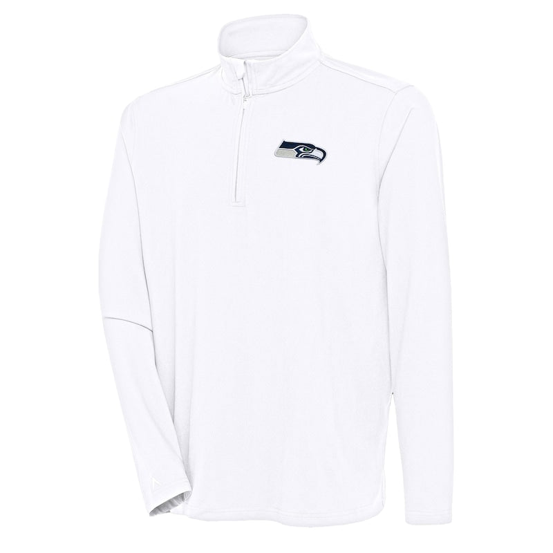 Men's Antigua  White Seattle Seahawks Hunk Quarter-Zip Pullover Top