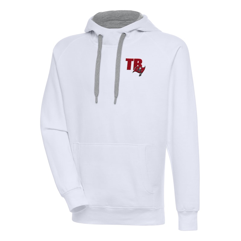Men's Antigua  White Tampa Bay Buccaneers Victory Pullover Hoodie